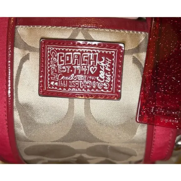 Coach Daisy Poppy Signature Red And Tan shoulder bag Y2K - Picture 11 of 16